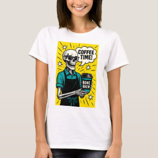 T-shirt Skeleton Coffee Time - Classic Pop Art