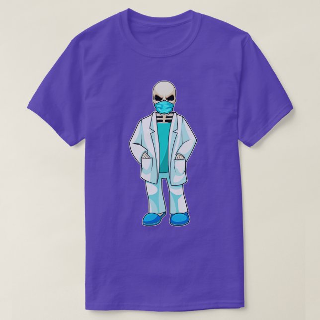T-shirt Skeleton comme docteur avec masque visage (Design devant)