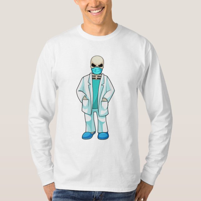 T-shirt Skeleton comme docteur avec masque visage (Devant)