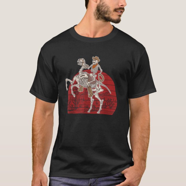 T-shirt Skeleton Cowboy équitation Skeleton Horse Hallowee (Devant)