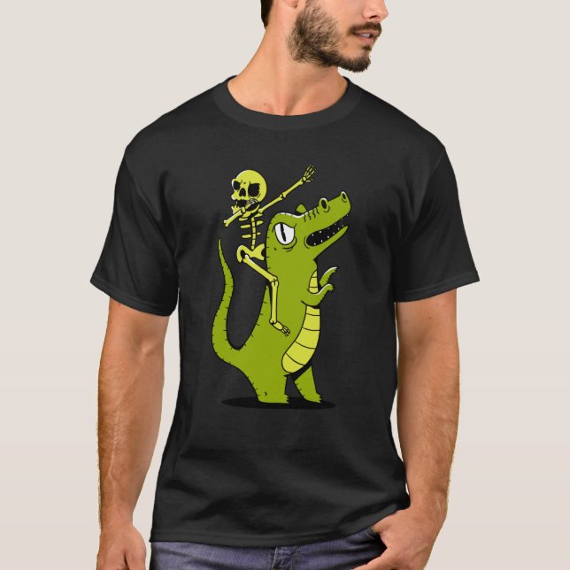 T-shirt skeleton dab dabbing rex (Devant)
