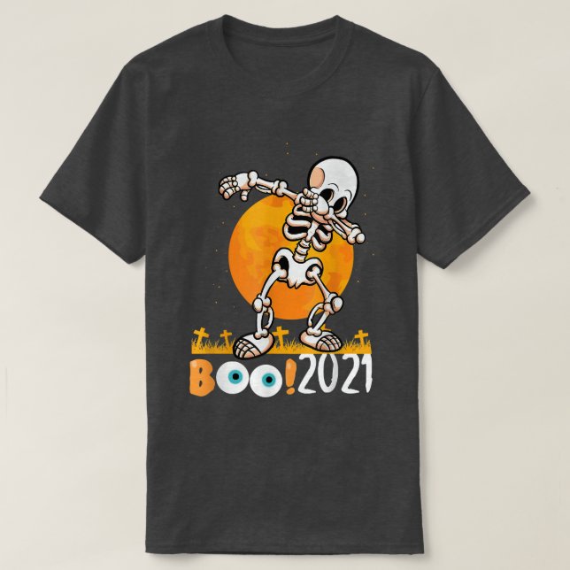 T-shirt Skeleton dabbing boo 2021 Halloween  (Design devant)