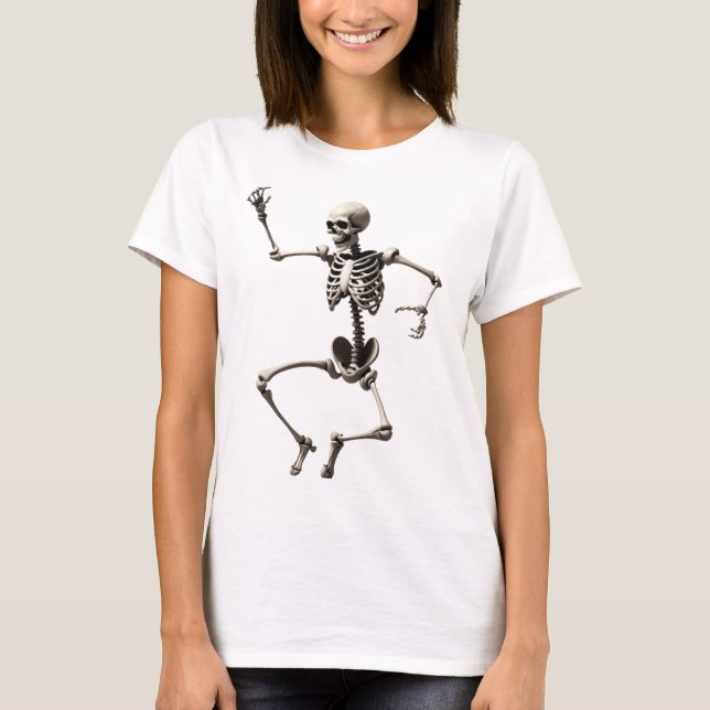 T-shirt Skeleton dansant dans une pose dynamique (Devant)