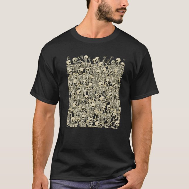 T-shirt Skeleton Danse De La Mort Macabre Drôle Halloween  (Devant)
