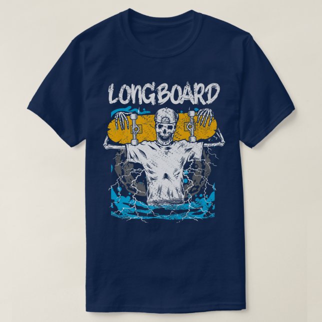 T-shirt Skeleton de fond Skateboard Rolling Roll (Design devant)