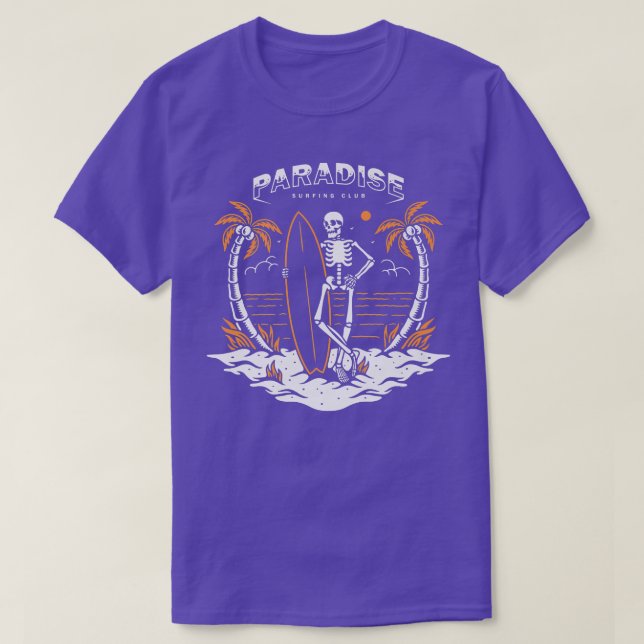 T-shirt Skeleton de surf paradis  (Design devant)