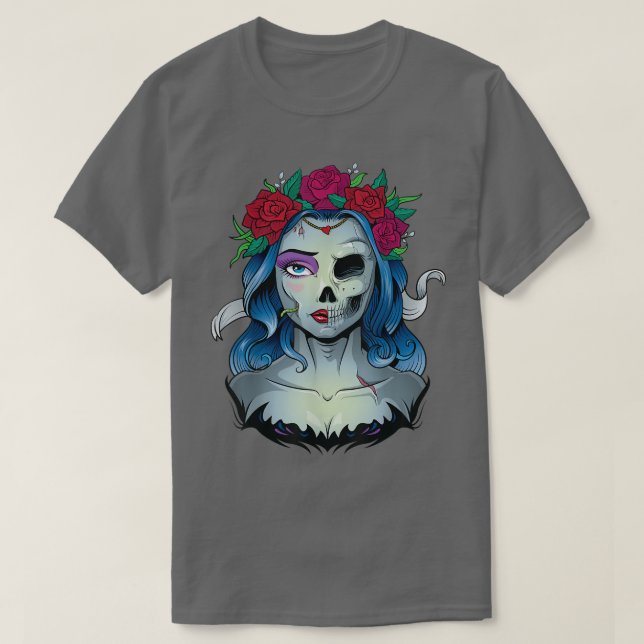 T-shirt Skeleton Dead Mariée Halloween Costume Undead La C (Design devant)