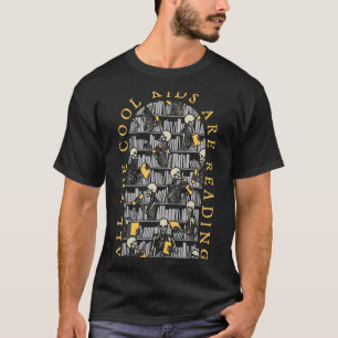 T-shirt Skeleton D'Halloween Tous Les Enfants Cool Lisent