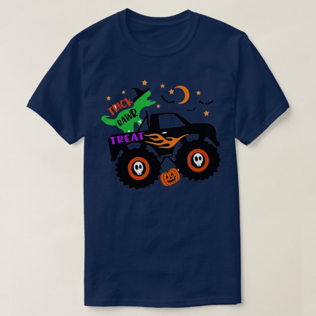 T-shirt Skeleton Dinosaur équitation Monster Camion Hallow (Design devant)
