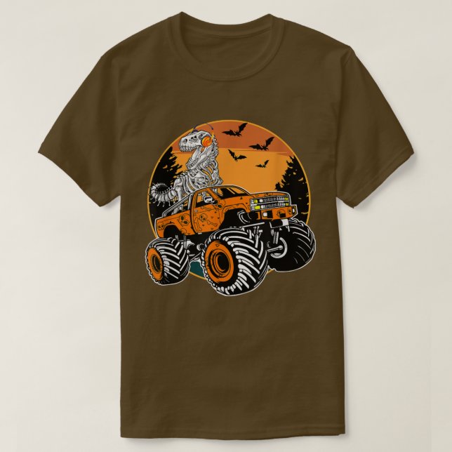 T-shirt Skeleton Dinosaur équitation Monster Camion Hallow (Design devant)