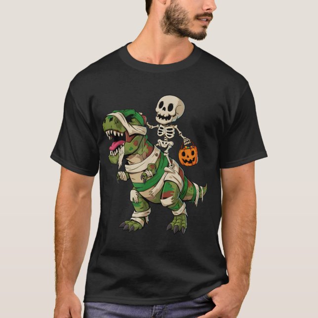 T-shirt Skeleton Dinosaur T Rex Garçons Enfants (Devant)
