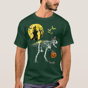 T-shirt Skeleton Dinosaur T Rex Pirate Drôle Halloween Cos