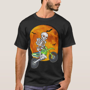 T-shirt Skeleton Dirt Bike Halloween Motocross Bike