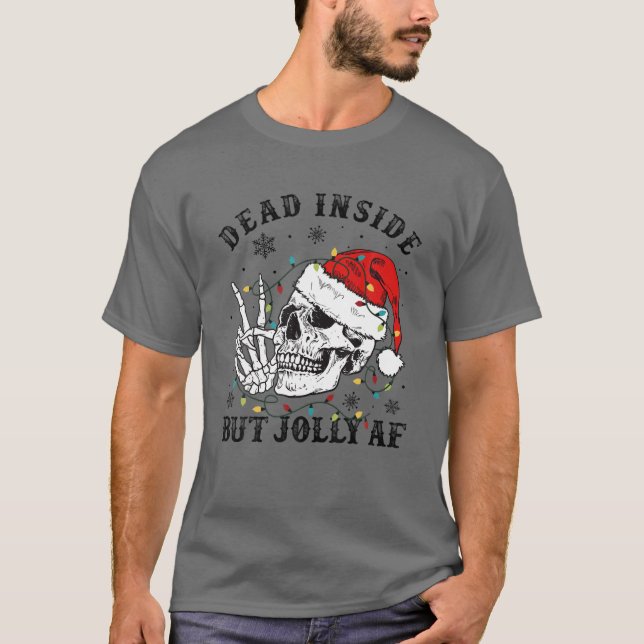 T-shirt Skeleton Dit Bonjour Avec Santa Hat Dead In Mais J (Devant)