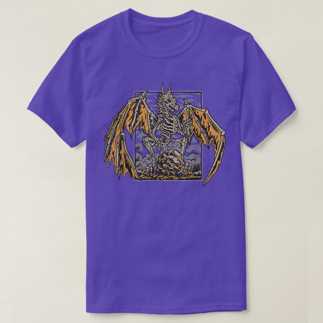 T-shirt Skeleton Dragon Wings gothique  (Design devant)