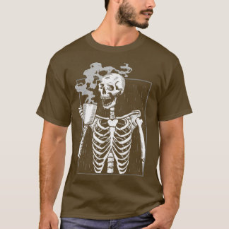T-shirt Skeleton Drink Café Reaper Morts Boire Café