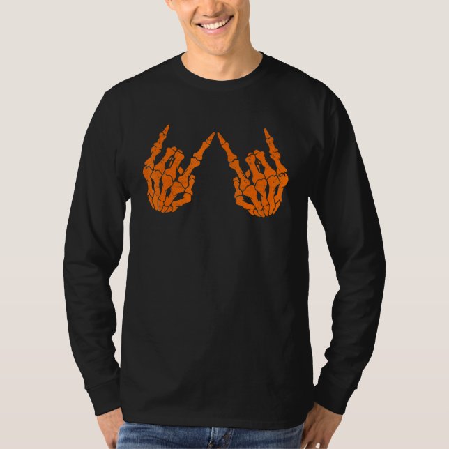 T-shirt Skeleton effrayant - Rocher Roll Horror Costume (Devant)