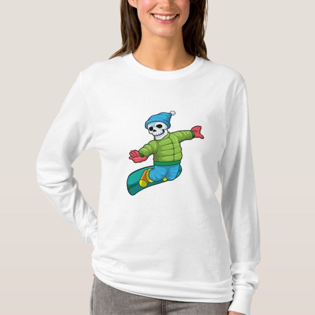 T-shirt Skeleton en Snowboard avec Snowboard (Devant)