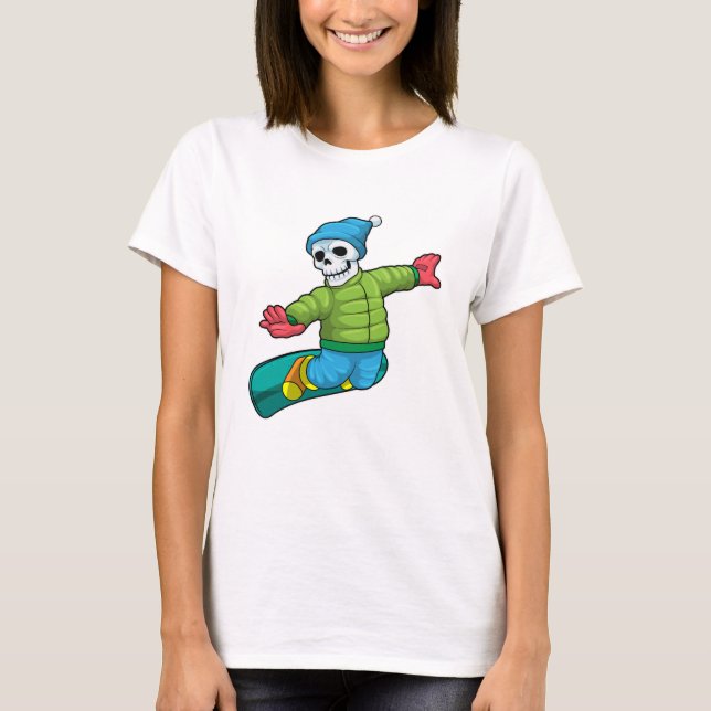 T-shirt Skeleton en Snowboard avec Snowboard (Devant)