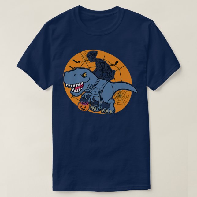 T-shirt Skeleton équitation Dinosaur T re Halloween Funny  (Design devant)