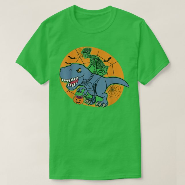 T-shirt Skeleton équitation Dinosaur T re Halloween Funny  (Design devant)