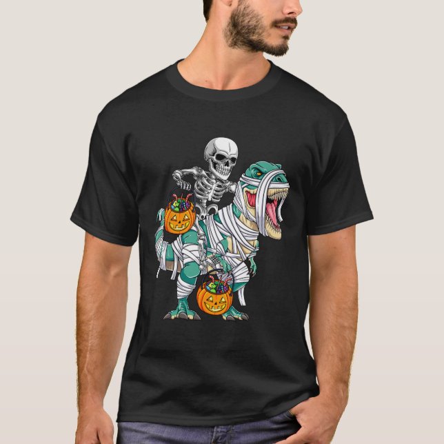 T-shirt Skeleton équitation Dinosaur T Rex Fun Kids Boys H (Devant)