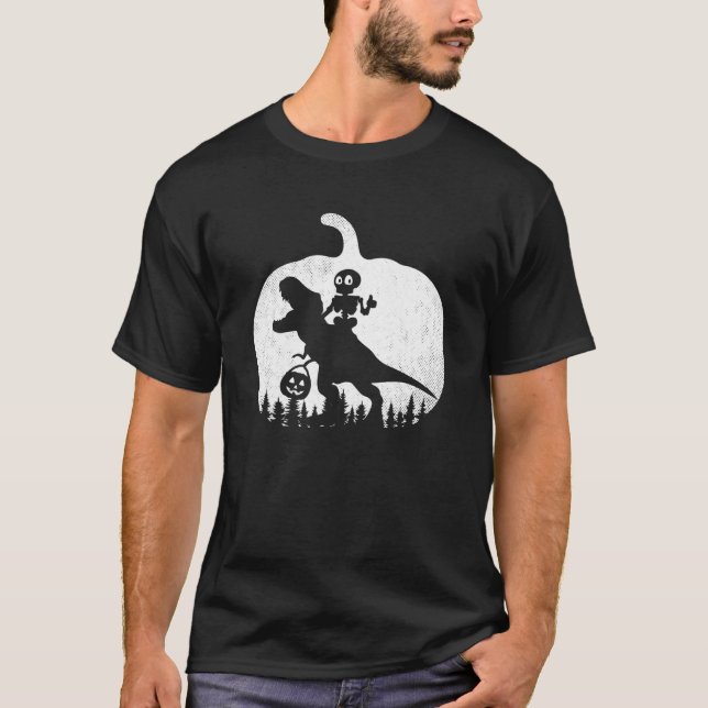 T-shirt Skeleton équitation Dinosaure Halloween T Rex Cost (Devant)