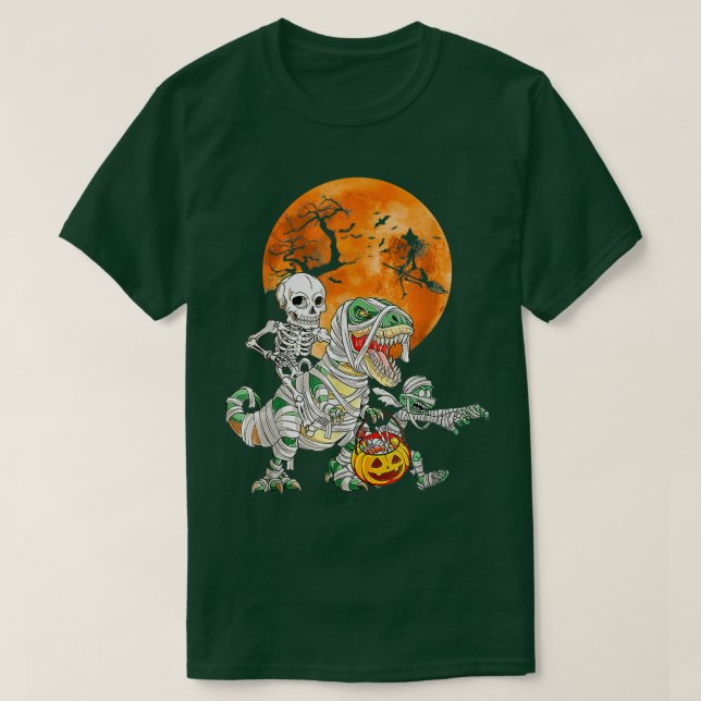 T-shirt Skeleton équitation maman Dinosaur Drôle Halloween (Design devant)