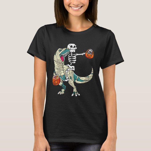 T-shirt Skeleton équitation maman Dinosaur rex Halloween P (Devant)