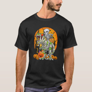 T-shirt Skeleton équitation maman Dinosaur rex Halloween P