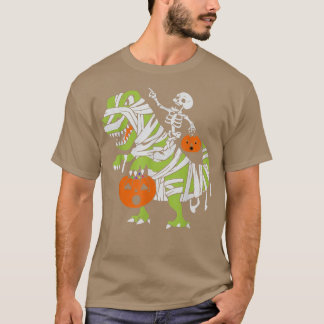 T-shirt Skeleton équitation maman Dinosaur T Rex Citrouill
