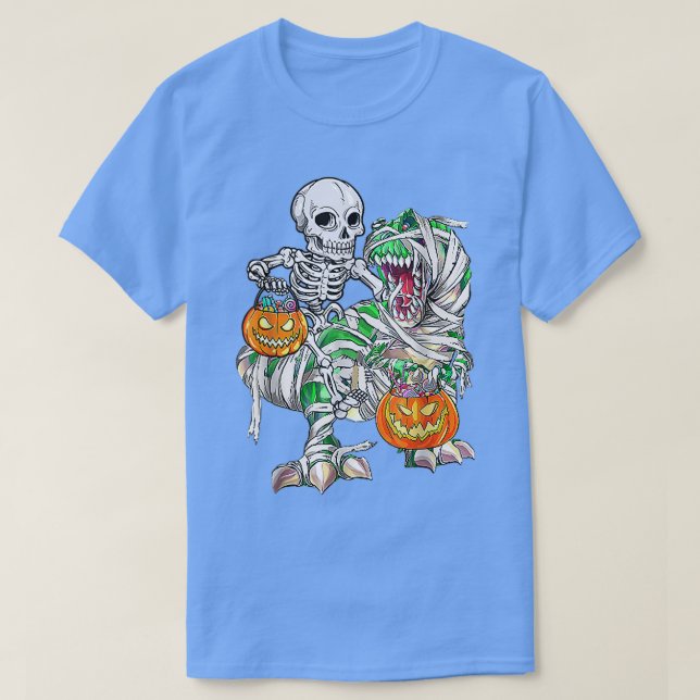 T-shirt Skeleton équitation maman Dinosaur T Rex Halloween (Design devant)