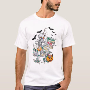 T-shirt Skeleton équitation maman Dinosaur T Rex Halloween