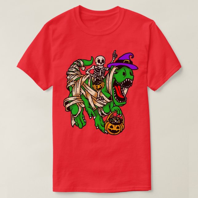 T-shirt Skeleton équitation maman Dinosaur T rex Halloween (Design devant)