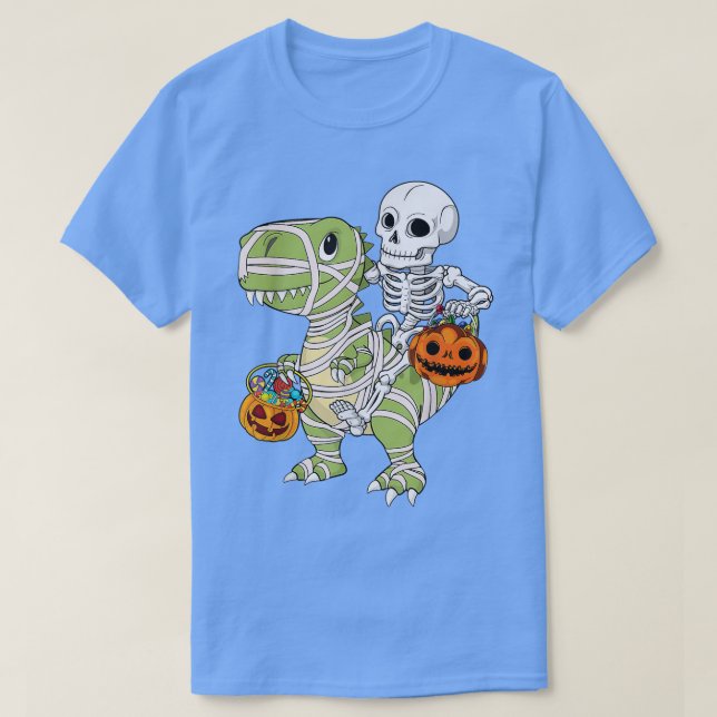 T-shirt Skeleton équitation maman Dinosaur T rex Halloween (Design devant)