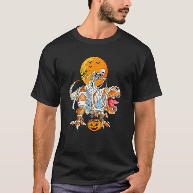 T-shirt Skeleton équitation maman Dinosaure rex pour garço (Devant)