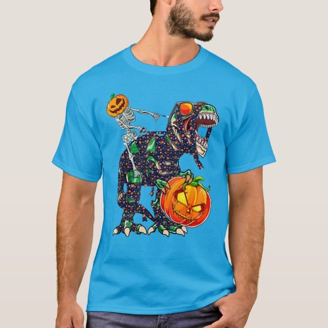 T-shirt Skeleton équitation maman Dinosaure T Rex (Devant)