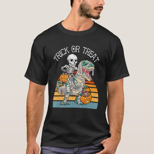T-shirt Skeleton équitation Rex Trick ou Treat Kids Love D (Devant)