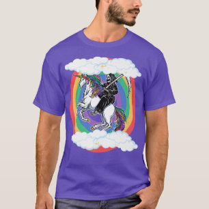 T-shirt Skeleton équitation Unicorn Funny Unicornes Rainbo