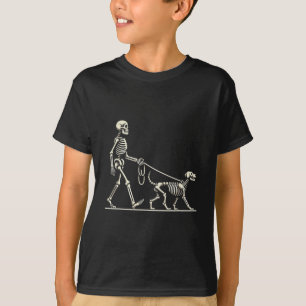 T-shirt Skeleton Et Chien Lazy Costume Halloween Drôle Sku