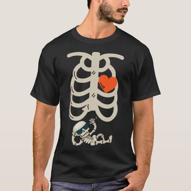 T-shirt Skeleton Faire-part de grossesse Halloween par ray (Devant)