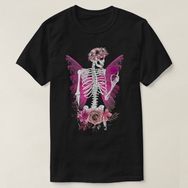 T-shirt Skeleton Fairy Grunge Fairycore Flower Halloween C (Design devant)