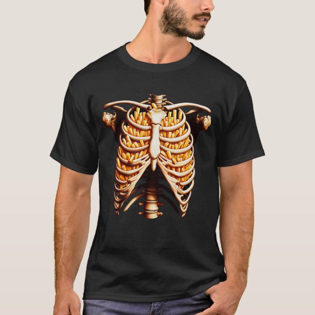 T-shirt Skeleton French Fries Fast Food Lover Drôle (Devant)
