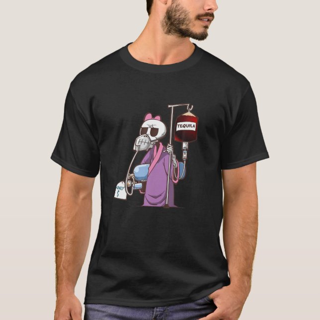 T-shirt Skeleton Funny Skeleton Money Café (Devant)