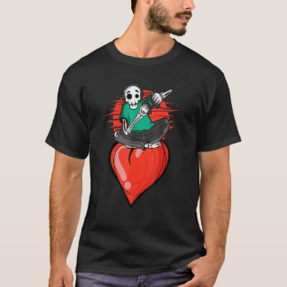 T-shirt Skeleton Gamer Heart Valentines Day Video game Gam