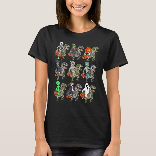 T-shirt Skeleton Ghost Zombie sorcière équitation maman Di (Devant)