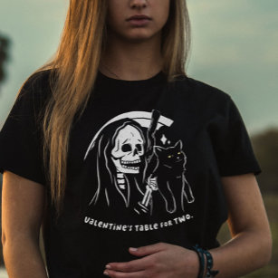 T-shirt Skeleton Grim Reaper Holding Chat Funny Amoureux d