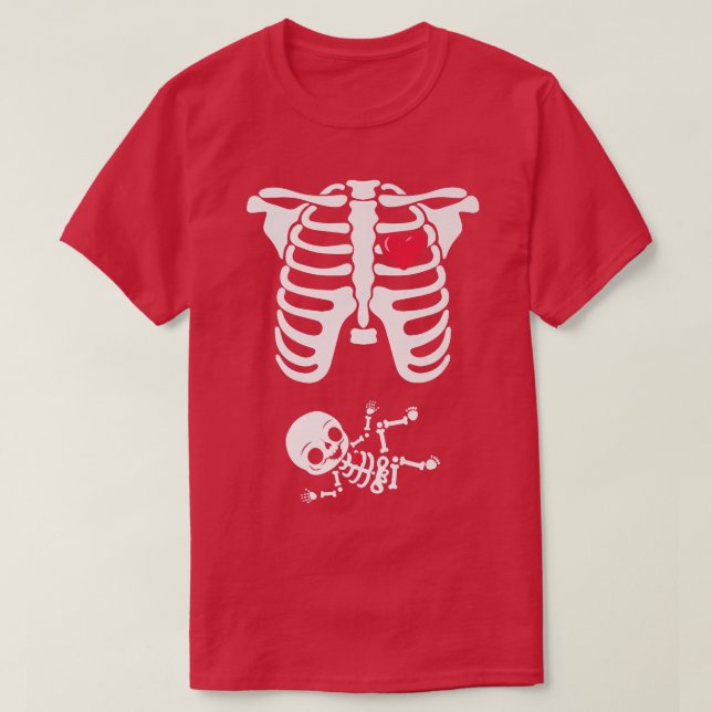 T-shirt Skeleton Grossesse Faire-part Tee XRay Halloween (Design devant)