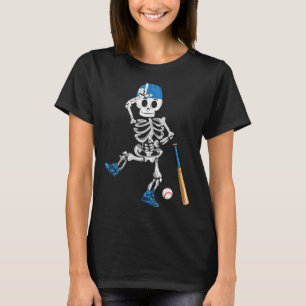 T-shirt Skeleton Halloween Baseball Vintage jouer