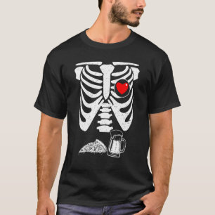 T-shirt Skeleton Halloween Bière Pizza Grossesse Couple Me